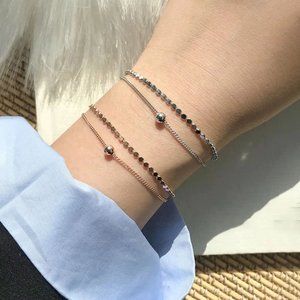 NEW Rose Gold/Sterling Silver Coin Bead Bracelet